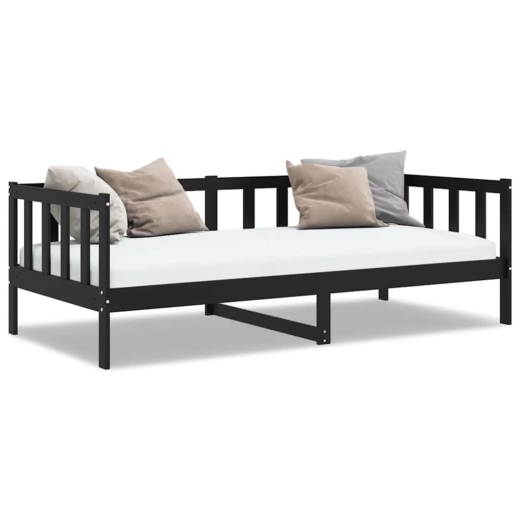 vidaXL Day Bed without Mattress Black Solid Wood Pine 90x200cm