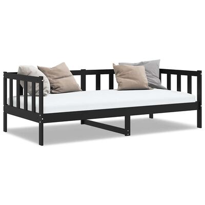 vidaXL Day Bed without Mattress Black Solid Wood Pine 90x200cm, black vidaXL Day Bed without Mattress Black Solid Wood Pine 90x200cm