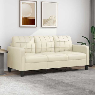 vidaXL 3-Seater Sofa Cream 180 cm Faux Leather, cream vidaXL 3-Seater Sofa Cream 180 cm Faux Leather