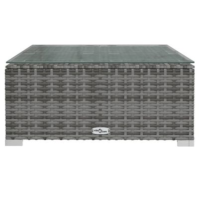 vidaXL 9 Piece Garden Lounge Set with Cushions Poly Rattan Grey, grey and blue vidaXL 9 Piece Garden Lounge Set with Cushions Poly Rattan Grey