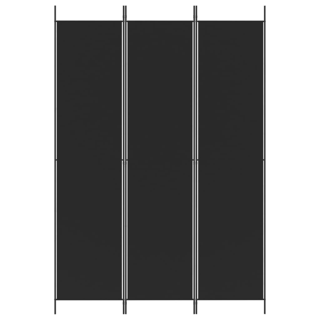 vidaXL 3-Panel Room Divider Black 150x220 cm Fabric