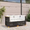 vidaXL Garden Sofas Corner with Cushions 2 pcs Black Poly Rattan