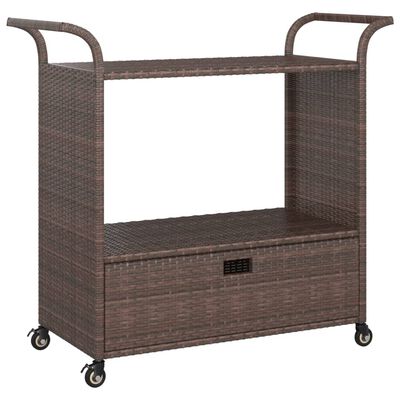 vidaXL Bar Cart with Drawer Brown 100x45x97 cm Poly Rattan, brown vidaXL Bar Cart with Drawer Brown 100x45x97 cm Poly Rattan