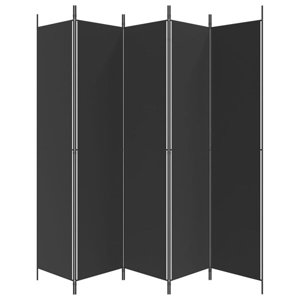 vidaXL 5-Panel Room Divider Black 250x220 cm Fabric