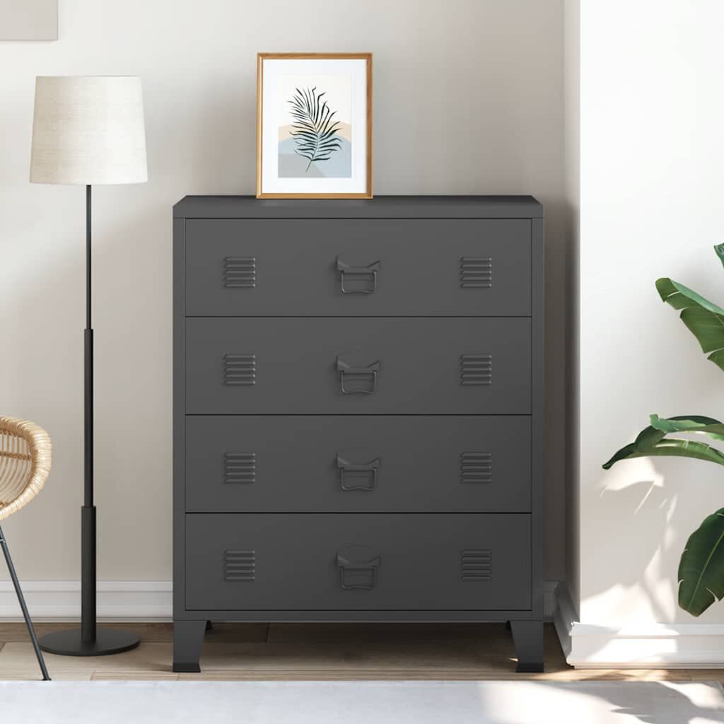 vidaXL Chest of Drawers Metal Industrial Style 78x40x93 cm Black