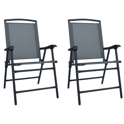vidaXL Folding Garden Chairs 2 pcs Texilene Grey, grey vidaXL Folding Garden Chairs 2 pcs Texilene Grey
