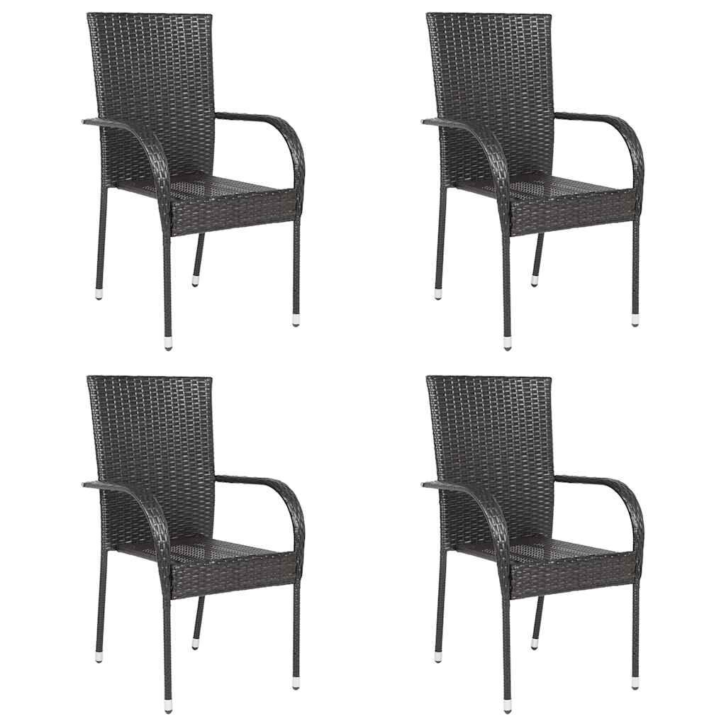 vidaXL Stackable Outdoor Chairs 4 pcs Poly Rattan Brown