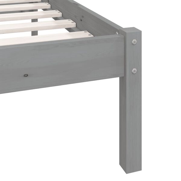 vidaXL Bed Frame without Mattress Grey Solid Wood 140x200 cm