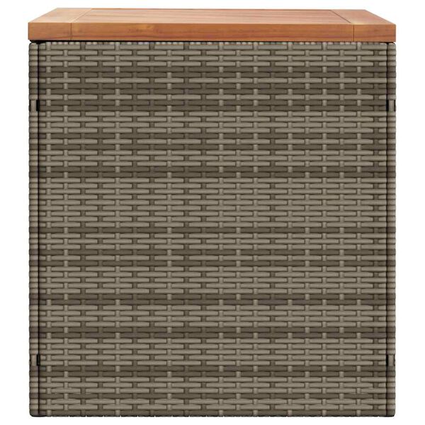 vidaXL Garden Storage Box Grey 110x50x54 cm Poly Rattan Acacia Wood