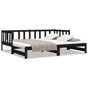 vidaXL Pull-out Day Bed without Mattress Black 2x(90x200)cm