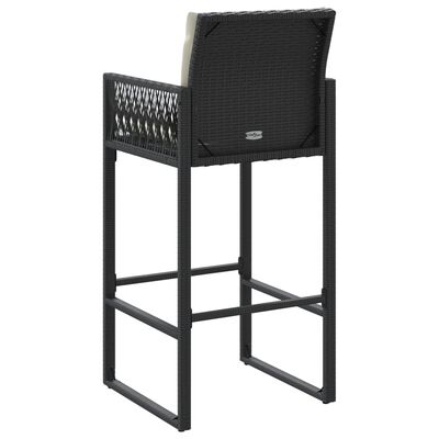 vidaXL Garden Bar Stools with Cushions 2 pcs Black Poly Rattan, black vidaXL Garden Bar Stools with Cushions 2 pcs Black Poly Rattan