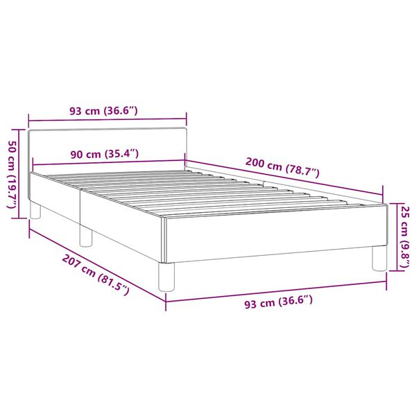 vidaXL Bed Frame without Mattress Dark Grey 92x187 cm Single Fabric