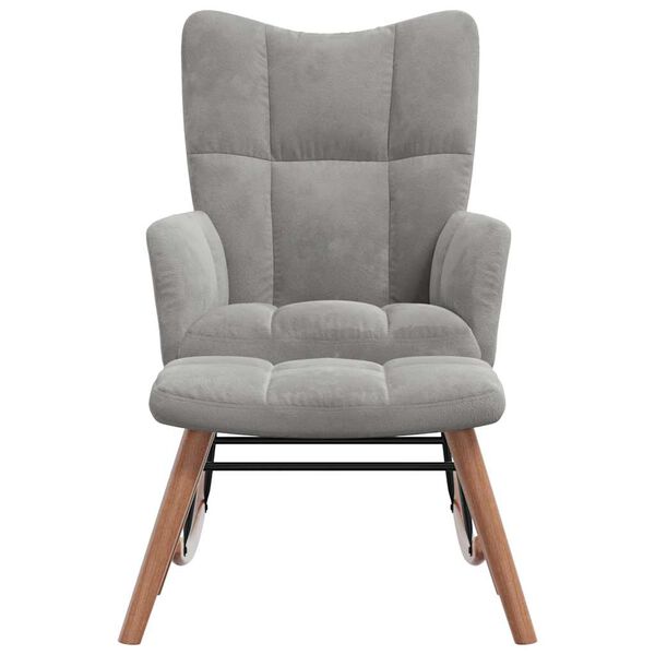 vidaXL Rocking Chair with a Stool Light Grey Velvet