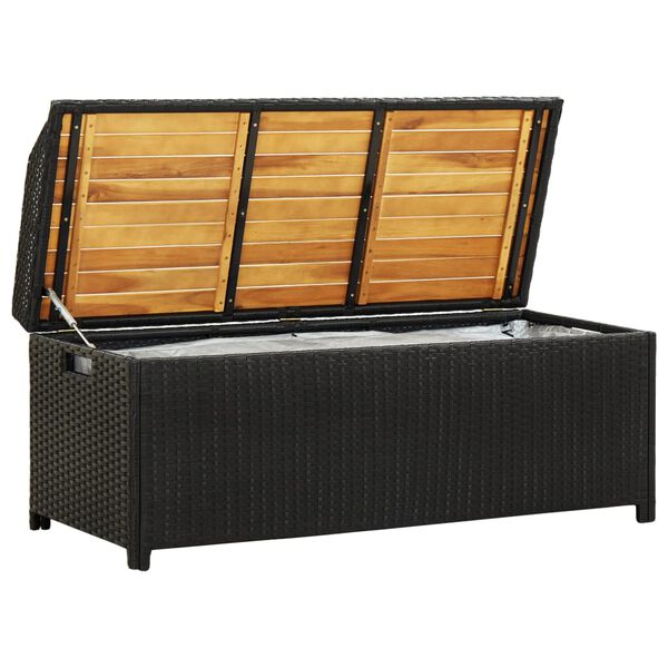 vidaXL Storage Bench Grey 100x50x52 cm Poly Rattan and Acacia Wood