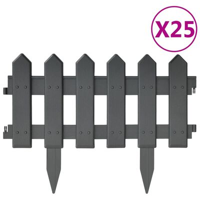 vidaXL Lawn Edgings 25 pcs Anthracite 10 m PP, anthracite vidaXL Lawn Edgings 25 pcs Anthracite 10 m PP