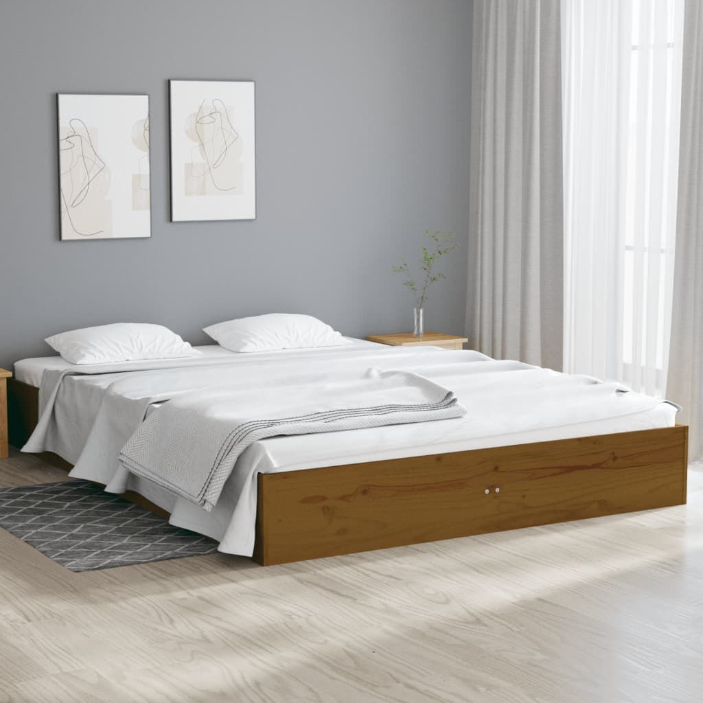 vidaXL Bed Frame without Mattress Honey Brown Solid Wood 120x190 cm Small Double