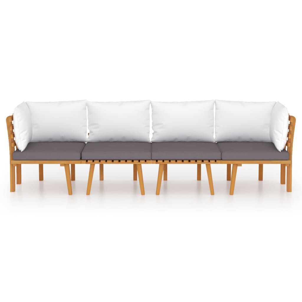 vidaXL 4 Piece Garden Lounge Set with Cushions Solid Acacia Wood
