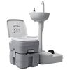 vidaXL Portable Camping Toilet and Handwash Stand Set Grey