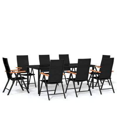 vidaXL 9 Piece Garden Dining Set Black,  vidaXL 9 Piece Garden Dining Set Black