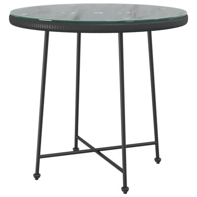 vidaXL Dining Table Black Ø80 cm Tempered Glass and Steel, black vidaXL Dining Table Black Ø80 cm Tempered Glass and Steel