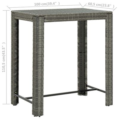 vidaXL Garden Bar Table Grey 100x60.5x110.5 cm Poly Rattan, grey vidaXL Garden Bar Table Grey 100x60.5x110.5 cm Poly Rattan