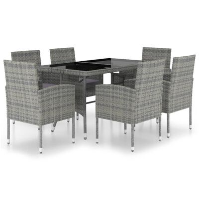 vidaXL 7 Piece Garden Dining Set Poly Rattan Anthracite & Grey, anthracite vidaXL 7 Piece Garden Dining Set Poly Rattan Anthracite & Grey