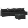 vidaXL 5 Piece Garden Lounge Set with Cushions Poly Rattan Black