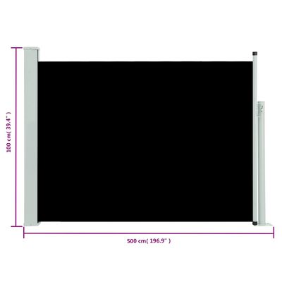 vidaXL Patio Retractable Side Awning 100x500 cm Black, black vidaXL Patio Retractable Side Awning 100x500 cm Black