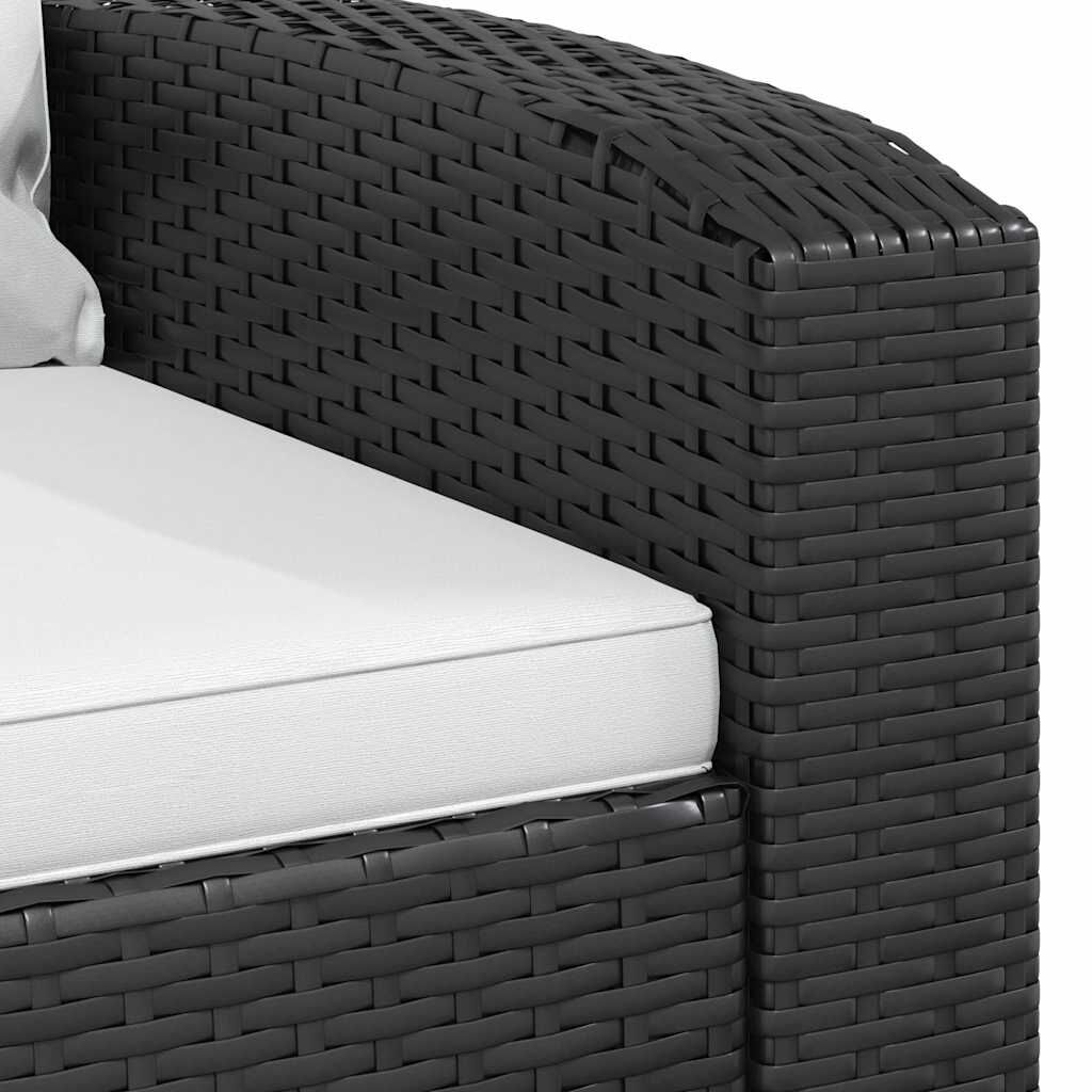 vidaXL Garden Reclining Chair with Cushions Black Poly Rattan