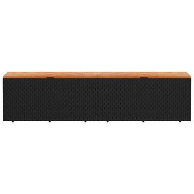 vidaXL Garden Storage Box Black 220x50x54 cm Poly Rattan Acacia Wood, black vidaXL Garden Storage Box Black 220x50x54 cm Poly Rattan Acacia Wood