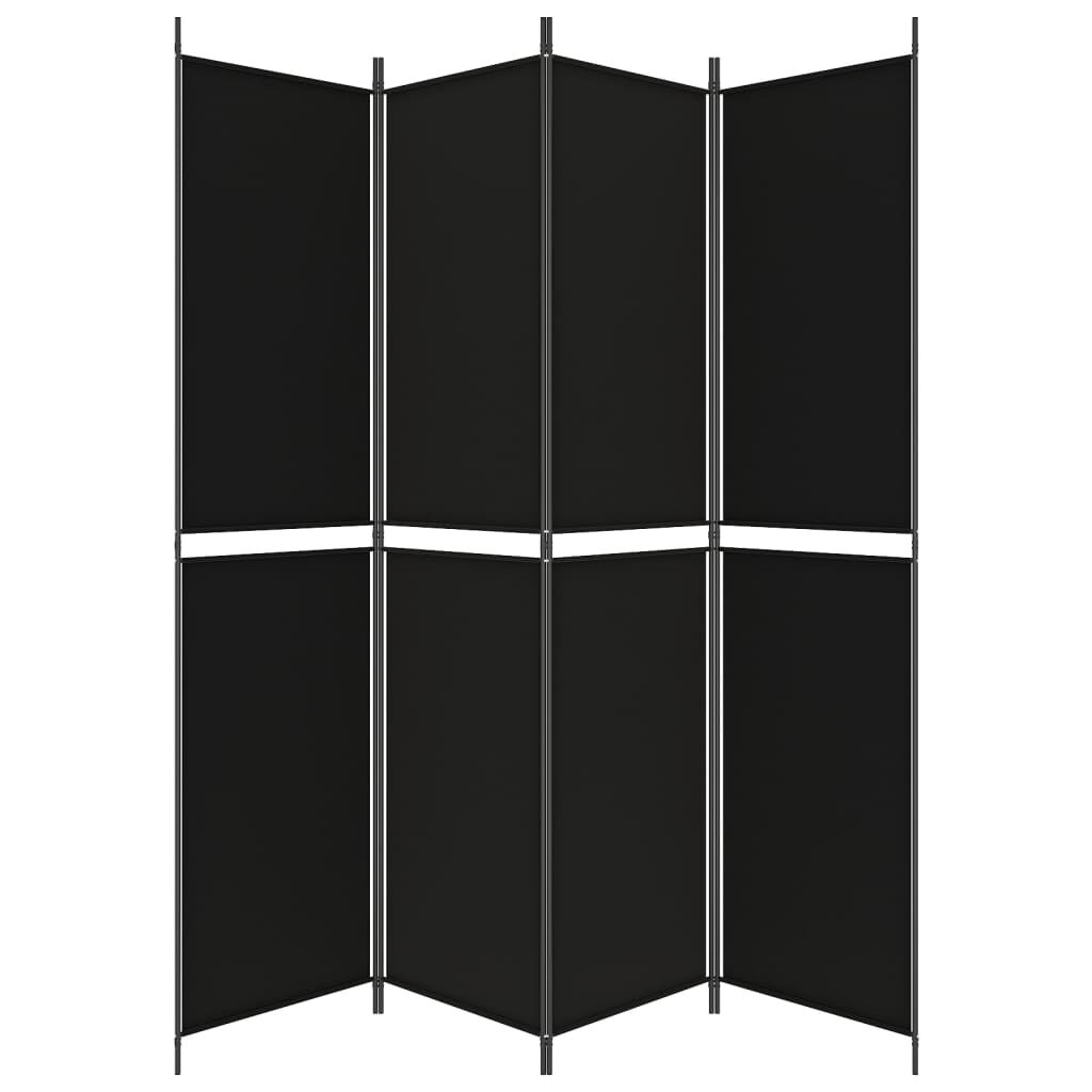 vidaXL 4-Panel Room Divider Black 200x220 cm Fabric