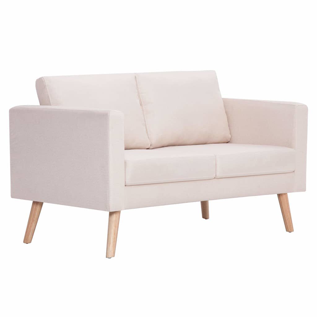 vidaXL 2-Seater Sofa Fabric Cream