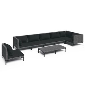 vidaXL 8 Piece Garden Lounge Set with Cushions Poly Rattan Dark Grey