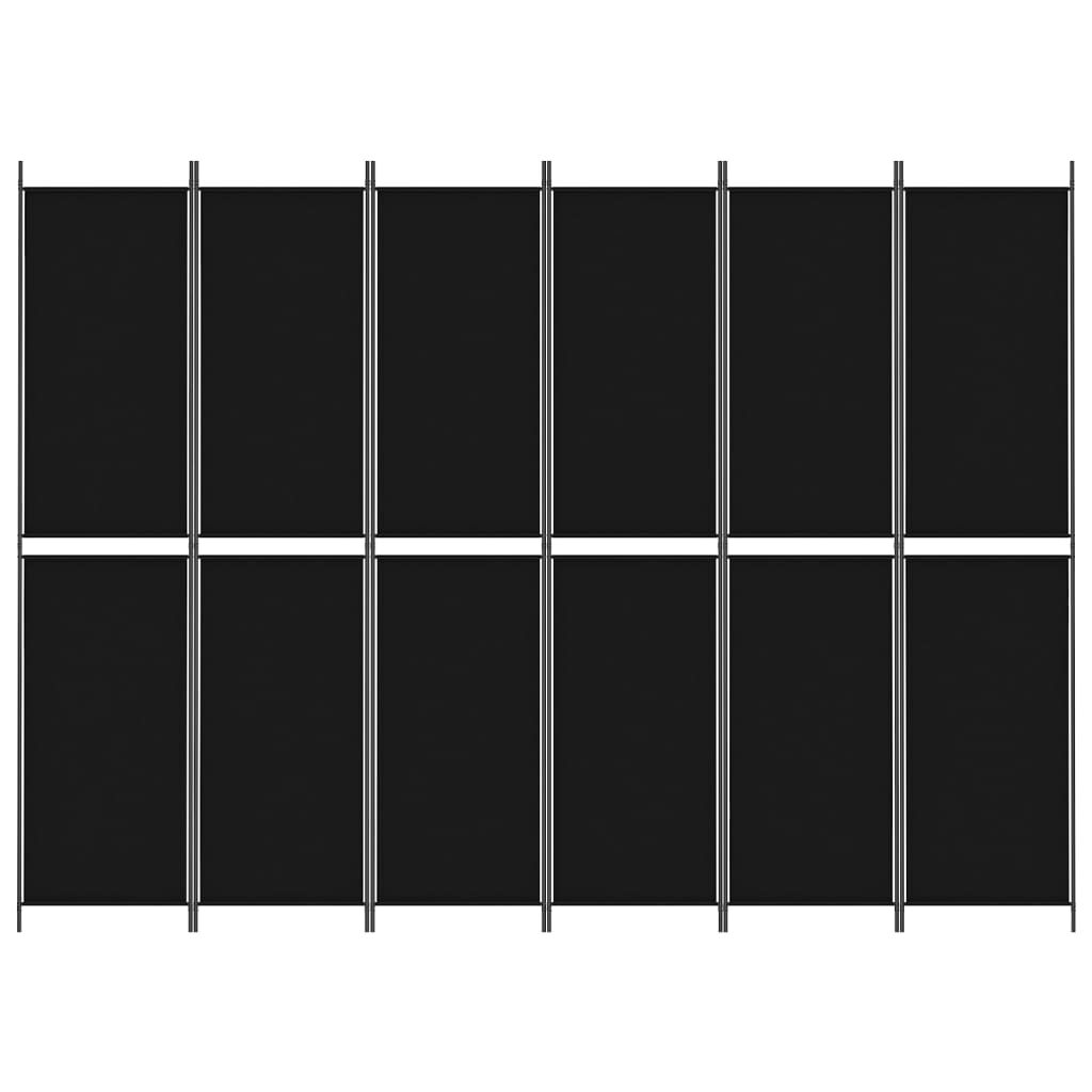 vidaXL 6-Panel Room Divider Black 300x220 cm Fabric