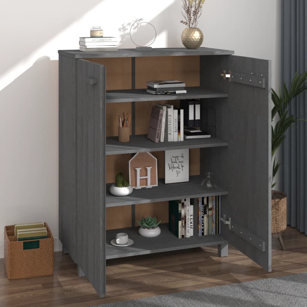 vidaXL Shoe Cabinet HAMAR Dark Grey 85x40x108 cm Solid Wood Pine