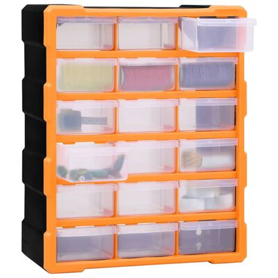 vidaXL Multi-drawer Organiser with 18 Middle Drawers 38x16x47 cm, orange and black vidaXL Multi-drawer Organiser with 18 Middle Drawers 38x16x47 cm