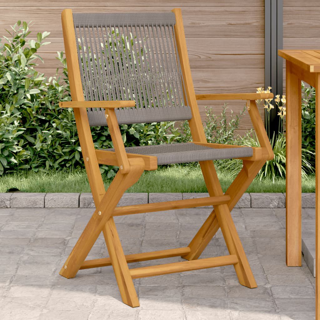 vidaXL Garden Chairs 2 pcs Grey Solid Wood Acacia and Polypropylene