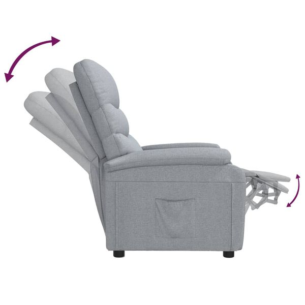 vidaXL Recliner Chair Light Grey Fabric