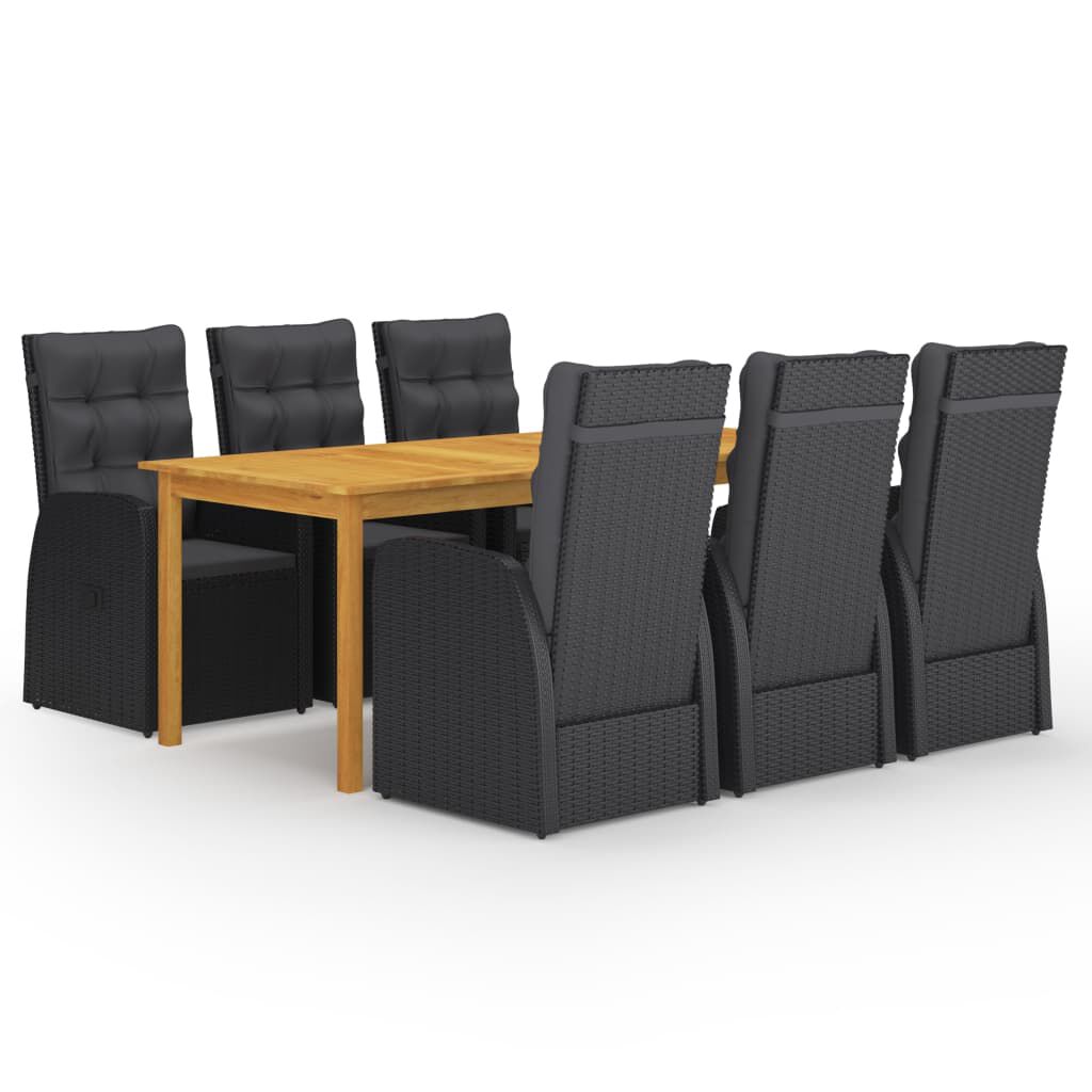vidaXL 7 Piece Garden Dining Set Black