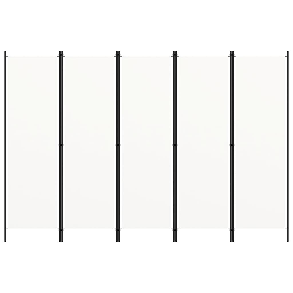 vidaXL 5-Panel Room Divider White 250x180 cm