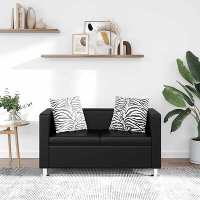 vidaXL Sofa 2-Seater Artificial Leather Black, black vidaXL Sofa 2-Seater Artificial Leather Black