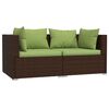 vidaXL 3 Piece Garden Lounge Set with Cushions Brown Poly Rattan