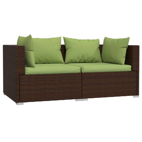 vidaXL 3 Piece Garden Lounge Set with Cushions Brown Poly Rattan