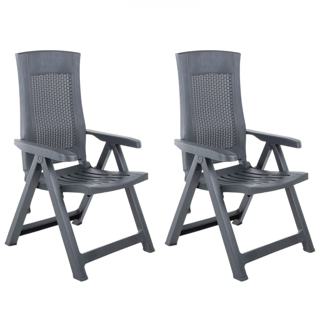 vidaXL Garden Reclining Chairs 2 pcs Plastic Anthracite