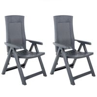 vidaXL Garden Reclining Chairs 2 pcs Plastic Anthracite, anthracite vidaXL Garden Reclining Chairs 2 pcs Plastic Anthracite