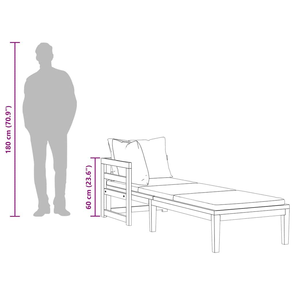 vidaXL Sun Lounger with 1 Armrest Dark Grey Solid Acacia Wood