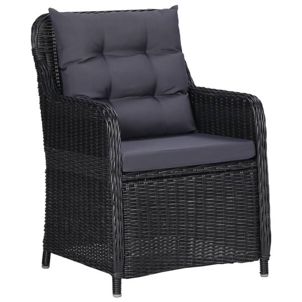 vidaXL Garden Chairs 2 pcs with Cushions Poly Rattan Black