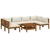 vidaXL 7 Piece Garden Lounge Set with Cream Cushion Solid Acacia Wood, cream vidaXL 7 Piece Garden Lounge Set with Cream Cushion Solid Acacia Wood