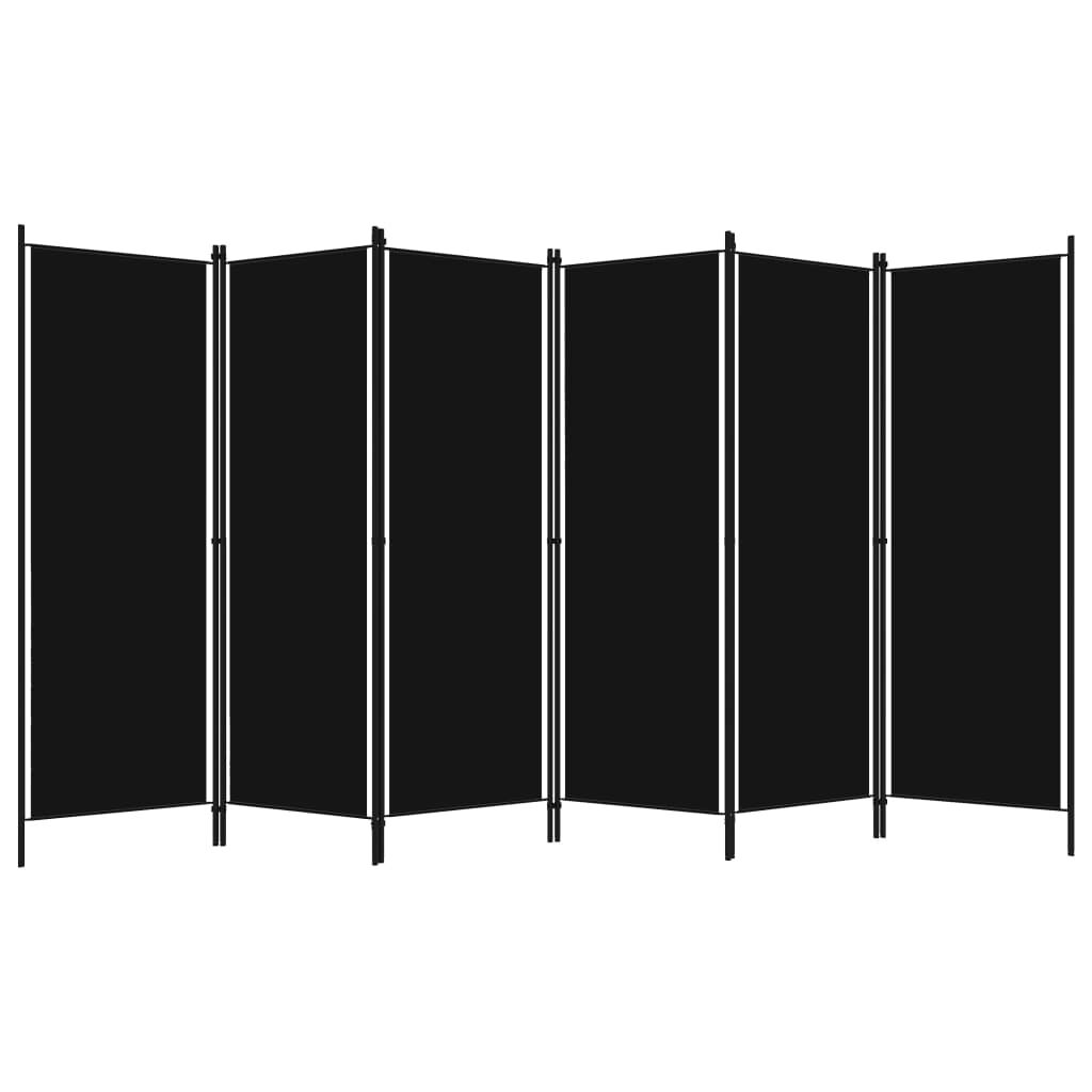 vidaXL 6-Panel Room Divider Black 300x180 cm