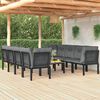 vidaXL 9 Piece Garden Lounge Set Black and Grey Poly Rattan